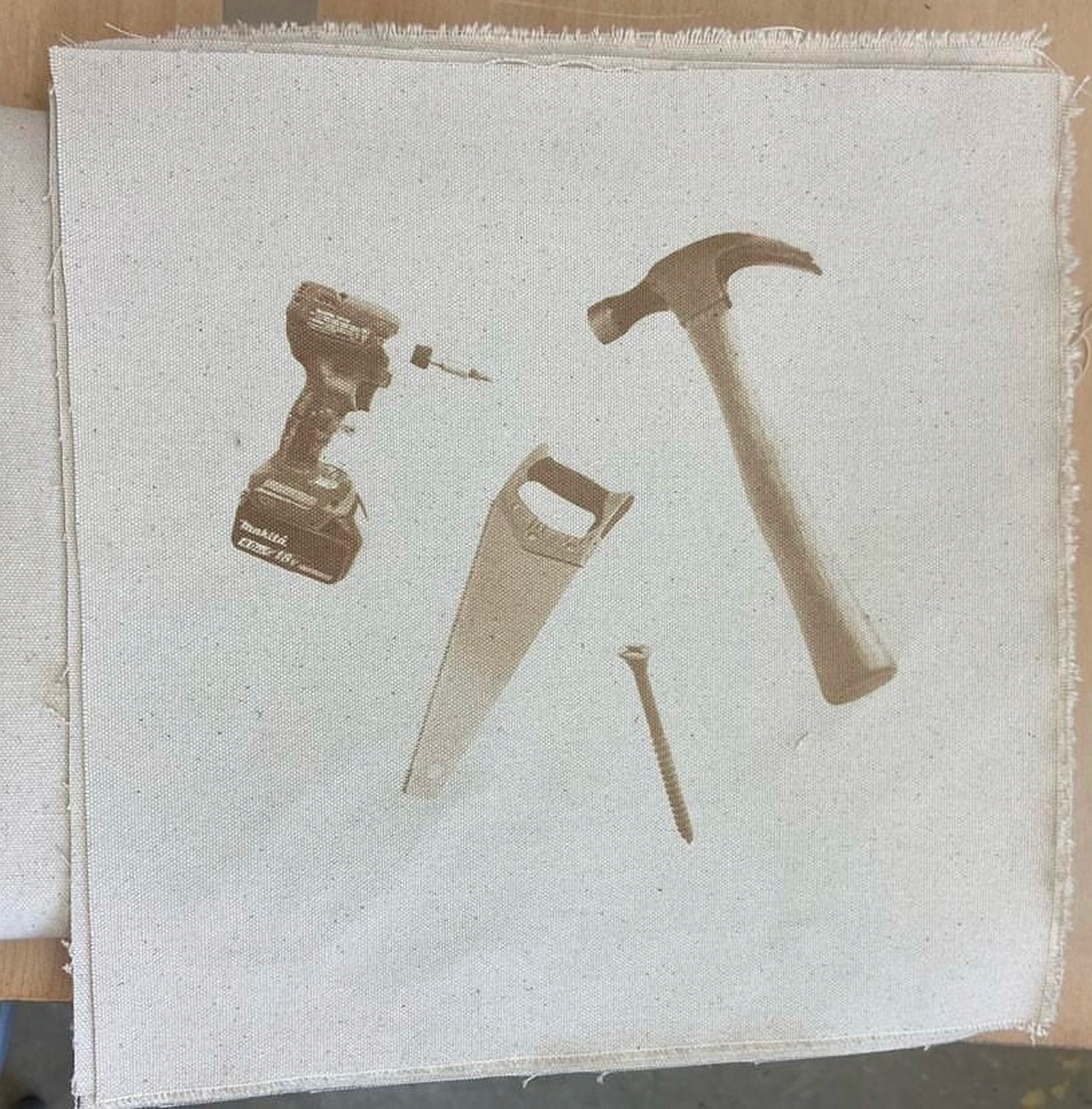 Tool images printed on canvas